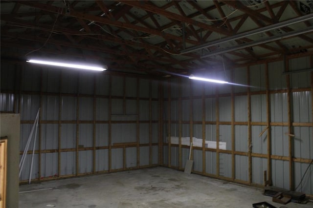 garage with metal wall