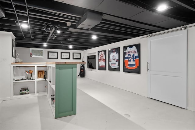 view of finished basement