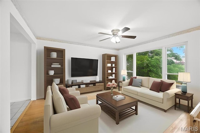 2649 Georgia Dr, Arnold, MO 63010 - living room featuring a ceiling fan and light wood finished floors