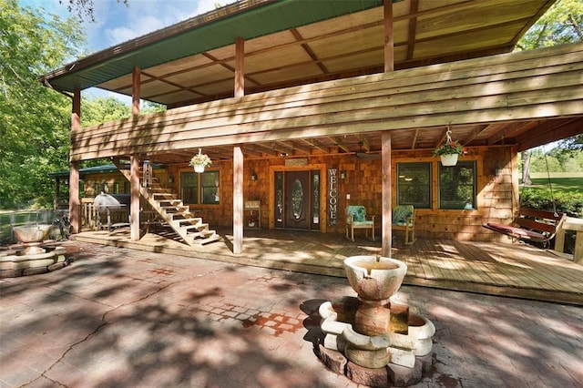 14938 Pike 139, Bowling Green, MO 63334 - view of patio with stairway, area for grilling, and a deck