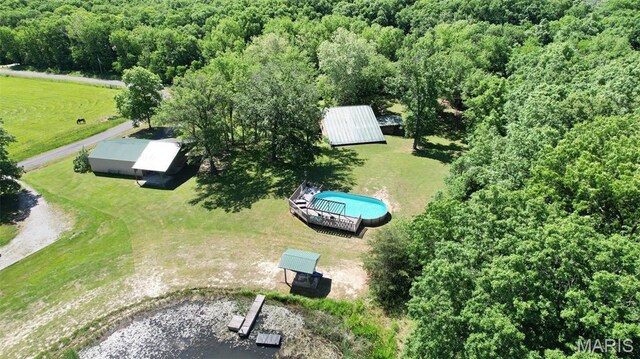 14938 Pike 139, Bowling Green, MO 63334 - drone / aerial view of a forest and a pool area