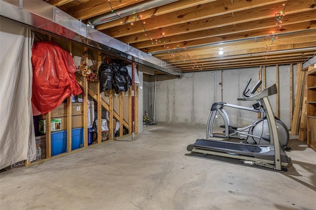view of unfinished basement