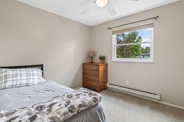 10003 Sakura Dr Unit B, Concord Township, MO 63128 - carpeted bedroom featuring a baseboard heating unit and a ceiling fan