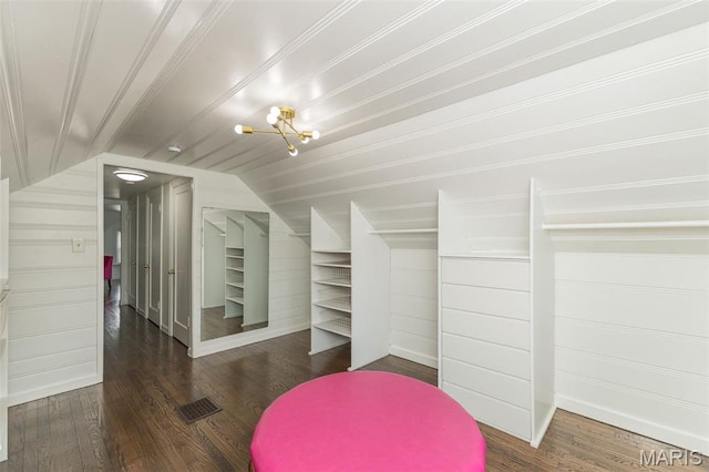 2235 Brown Rd, Overland, MO 63114 - spacious closet with lofted ceiling, wood finished floors, and a chandelier