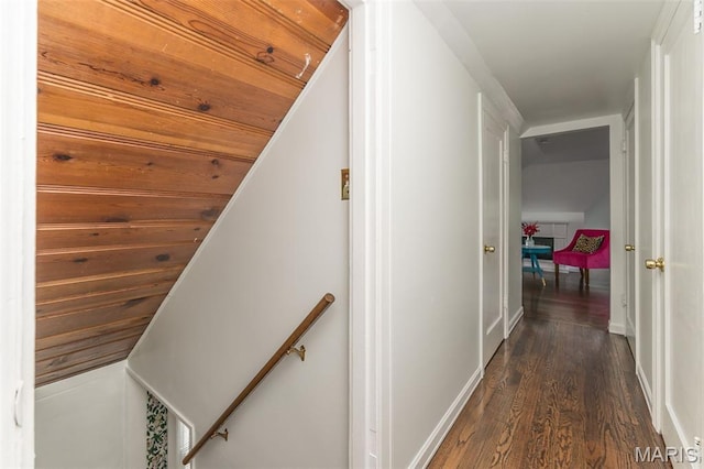 2235 Brown Rd, Overland, MO 63114 - corridor featuring an upstairs landing and dark wood-type flooring