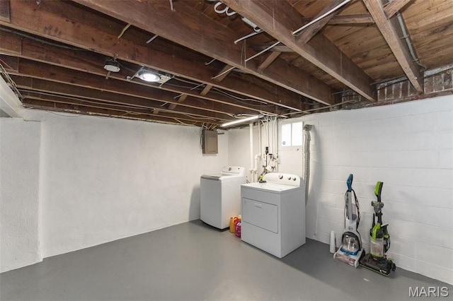 2235 Brown Rd, Overland, MO 63114 - basement with washing machine and dryer and electric panel