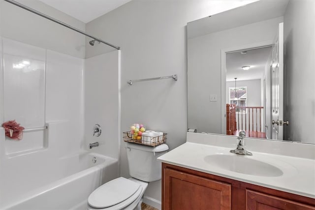 full bathroom featuring vanity, toilet, and shower / tub combination