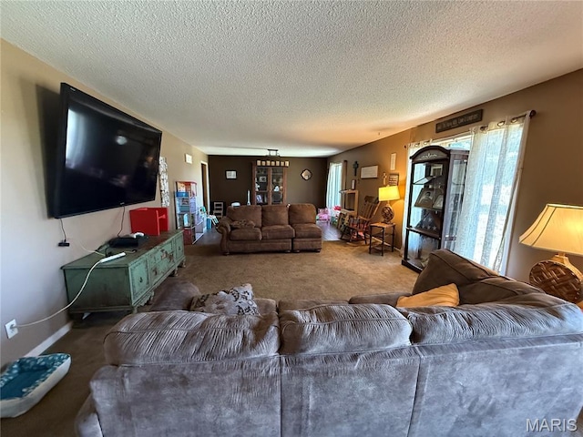 7526 State Highway 164, Cardwell, MO 63829 - living room with carpet floors and a textured ceiling