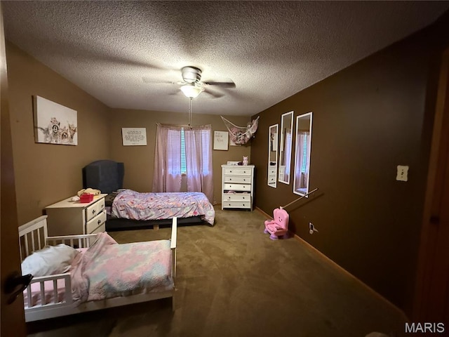 7526 State Highway 164, Cardwell, MO 63829 - carpeted bedroom with a ceiling fan and a textured ceiling