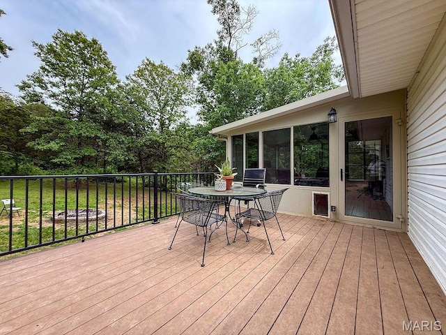 524 Arrowhead Pt, Cedar Hill, MO 63016 - wooden terrace with outdoor dining area