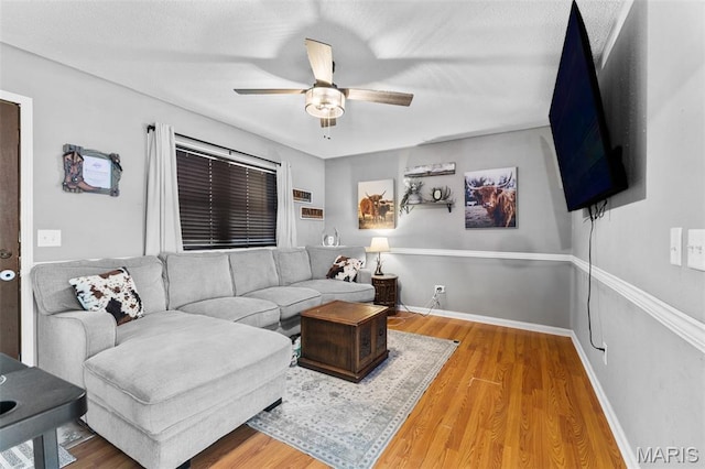 1414 Rue Camille, Bonne Terre, MO 63628 - living room with a ceiling fan and wood finished floors