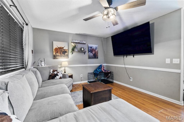 1414 Rue Camille, Bonne Terre, MO 63628 - living room featuring a ceiling fan and wood finished floors
