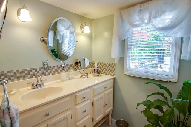 23571 Peppermill Ln, Hettick, IL 62649 - bathroom featuring decorative backsplash and vanity