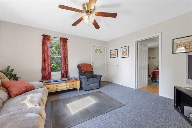 5611 State Route 156, Waterloo, IL 62298 - living room with carpet flooring and a ceiling fan