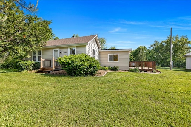 5611 State Route 156, Waterloo, IL 62298 - rear view of property featuring a wooden deck and a yard