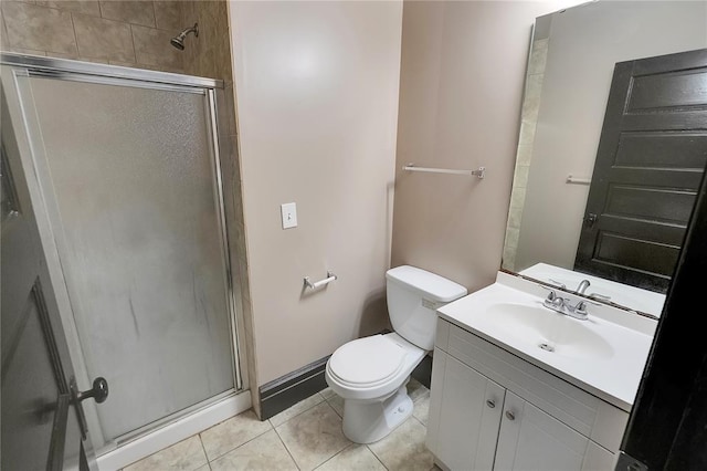 4541 Oakland Ave, Saint Louis, MO 63115 - full bathroom featuring a stall shower, tile patterned flooring, toilet, and vanity