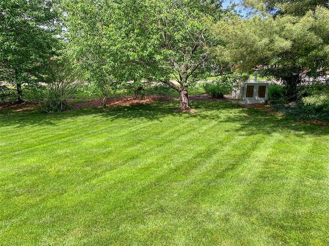 view of grassy yard featuring french doors