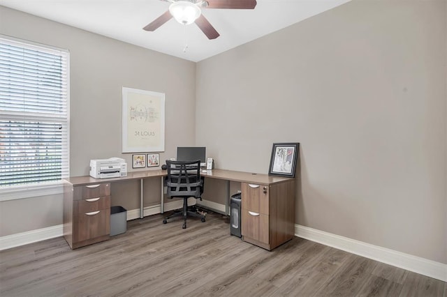 40 Burnside Ct, Frontier Township, MO 63303 - office with baseboards, light wood-style floors, and ceiling fan