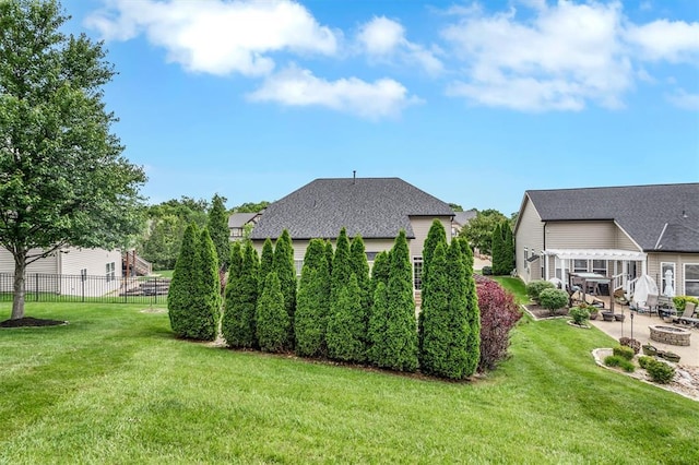 40 Burnside Ct, Frontier Township, MO 63303 - view of yard with an outdoor fire pit, a pergola, and a patio