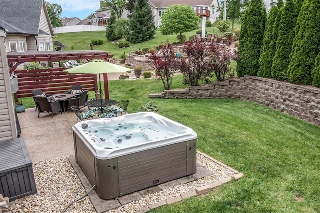 40 Burnside Ct, Frontier Township, MO 63303 - view of green lawn with a hot tub and a patio area