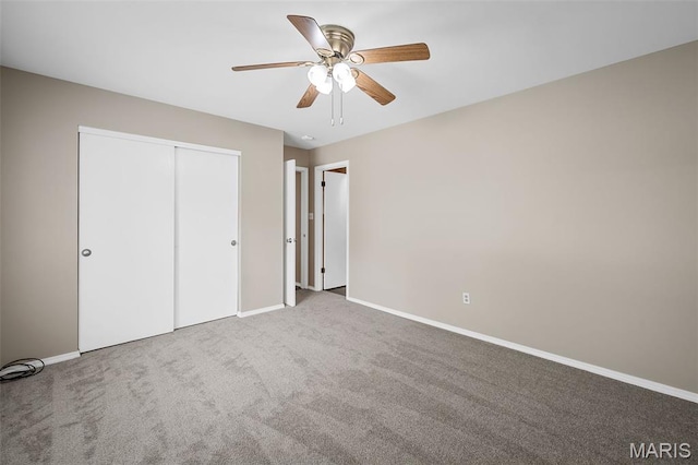 104 Maywood Ct, Saint Peters, MO 63376 - unfurnished bedroom featuring carpet flooring, a closet, and ceiling fan