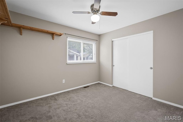 104 Maywood Ct, Saint Peters, MO 63376 - unfurnished bedroom with carpet floors, a closet, and a ceiling fan