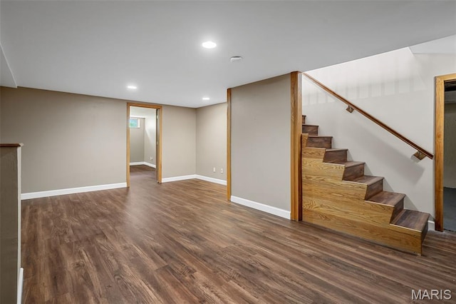 104 Maywood Ct, Saint Peters, MO 63376 - finished basement featuring wood finished floors, stairway, and recessed lighting