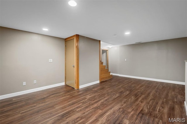 104 Maywood Ct, Saint Peters, MO 63376 - finished basement featuring recessed lighting, dark wood finished floors, and stairs