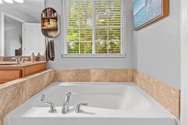 bathroom featuring a bath and vanity