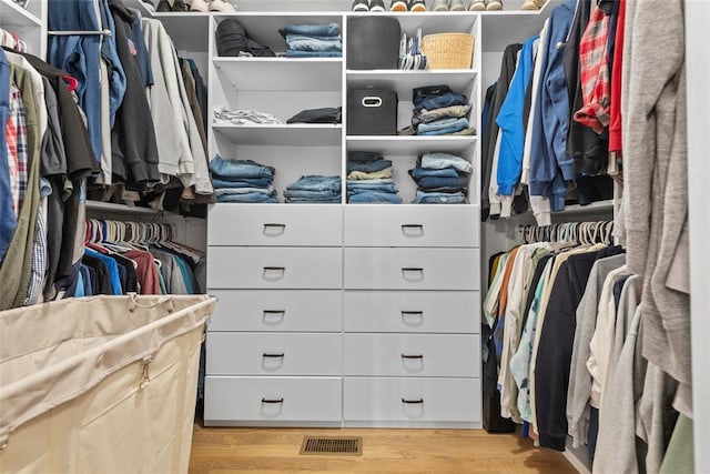 walk in closet featuring light wood-style floors