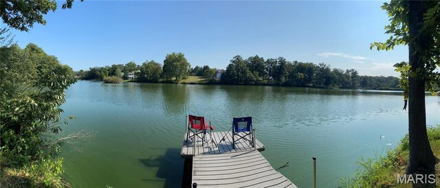 dock area featuring a water view