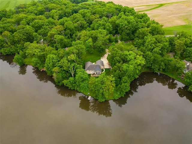 aerial view of a nearby body of water
