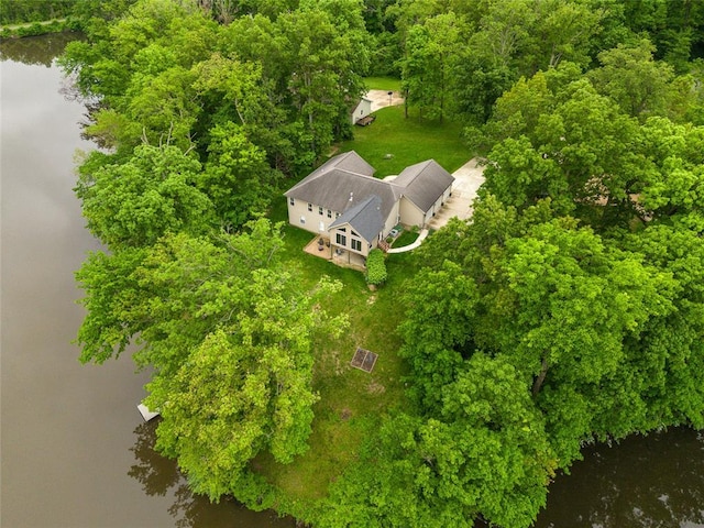 view from above of property featuring a nearby body of water