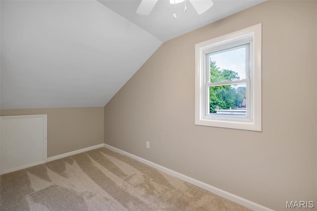 7439 Wellington Ave, University City, MO 63130 - bonus room with lofted ceiling, ceiling fan, and light carpet