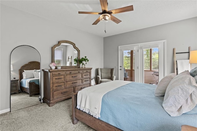 2056 Hawks Landing Dr, Lake St Louis, MO 63367 - bedroom with access to exterior, light colored carpet, and a ceiling fan