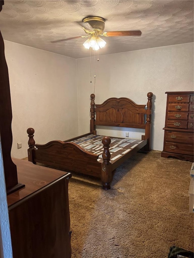 405 S Park Ct, Percy, IL 62272 - carpeted bedroom with ceiling fan and a textured ceiling