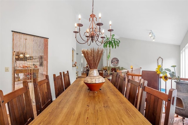 13116 Ambrose Ct, Black Jack, MO 63033 - dining space with a chandelier and vaulted ceiling