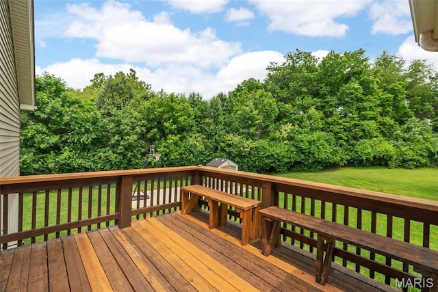 13116 Ambrose Ct, Black Jack, MO 63033 - wooden deck with a lawn