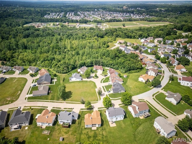 13116 Ambrose Ct, Black Jack, MO 63033 - aerial view of property and surrounding area featuring nearby suburban area and a heavily wooded area