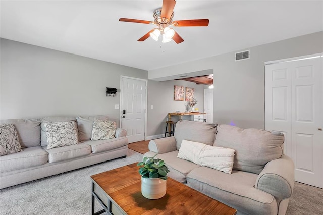 1408 Summertree Springs Ave Unit C, Valley Park, MO 63088 - living area featuring carpet floors and a ceiling fan