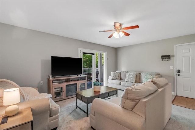 1408 Summertree Springs Ave Unit C, Valley Park, MO 63088 - living room featuring ceiling fan and light colored carpet