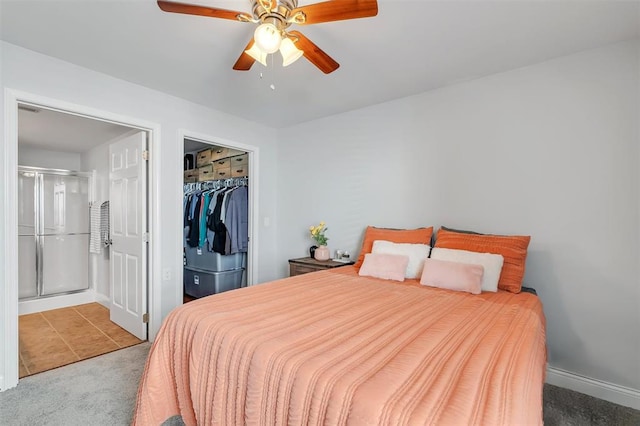 1408 Summertree Springs Ave Unit C, Valley Park, MO 63088 - carpeted bedroom featuring baseboards, ceiling fan, tile patterned flooring, and a closet