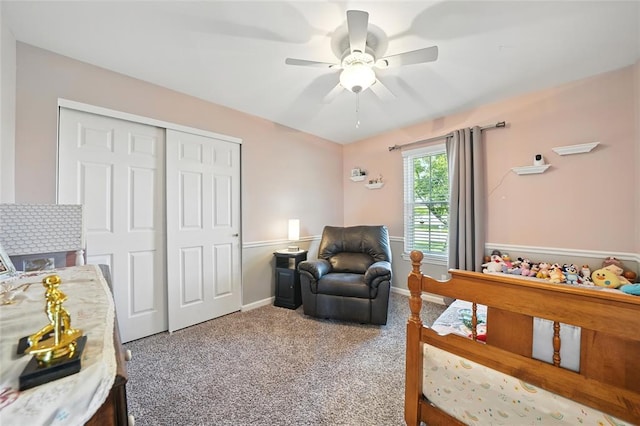14 Heavenly Valley Dr, Dardenne Prairie, MO 63368 - carpeted bedroom with a closet, a ceiling fan, and baseboards