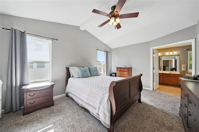 14 Heavenly Valley Dr, Dardenne Prairie, MO 63368 - bedroom featuring light colored carpet, baseboards, connected bathroom, and ceiling fan
