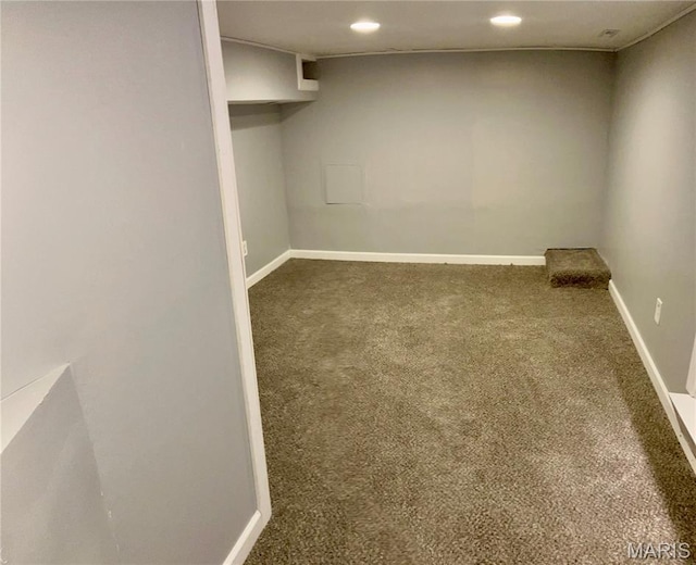 5379 Wabada Ave, Saint Louis, MO 63112 - finished below grade area featuring carpet flooring and recessed lighting