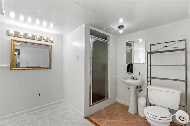 6266 Marmaduke Ave, Saint Louis, MO 63139 - bathroom with a shower stall, baseboards, and toilet