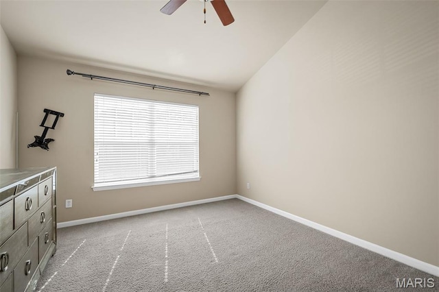 533 Bramblett Hls, Ofallon, MO 63366 - unfurnished bedroom with carpet floors, baseboards, vaulted ceiling, and a ceiling fan