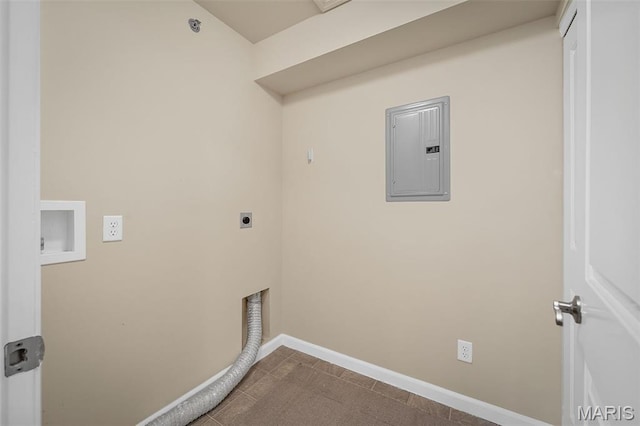 533 Bramblett Hls, Ofallon, MO 63366 - laundry room with electric panel, electric dryer hookup, and baseboards