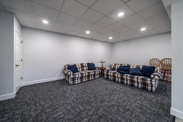 carpeted cinema room with baseboards and recessed lighting