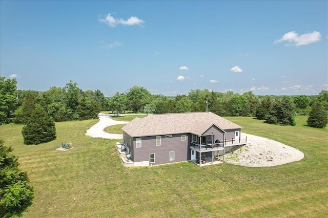 view of subject property featuring a heavily wooded area